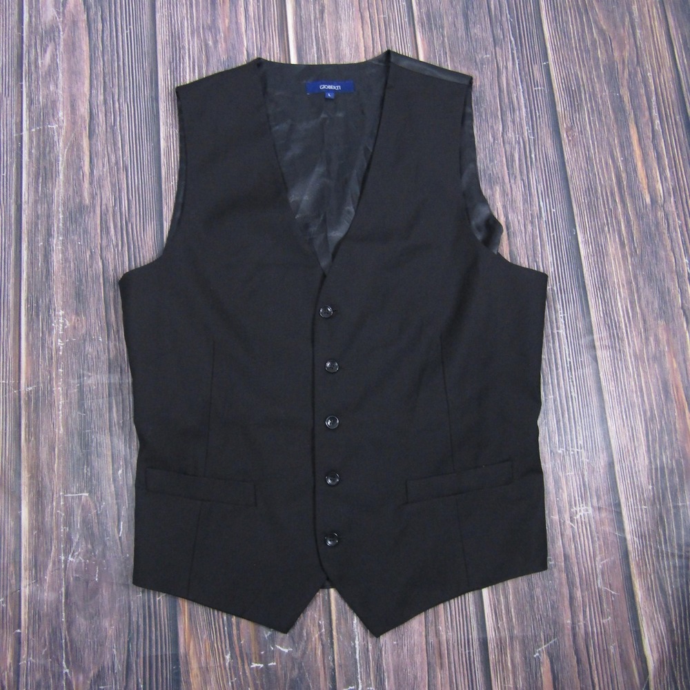 Suit Vest Gioberti Mens L Black Solid Tuxedo Belted Formal Wedding Waistcoat